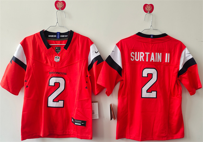 Women's Orange Denver Broncos #2 Pat Surtain II 2024 F.U.S.E Throwback Stitched Jersey(Run Small)